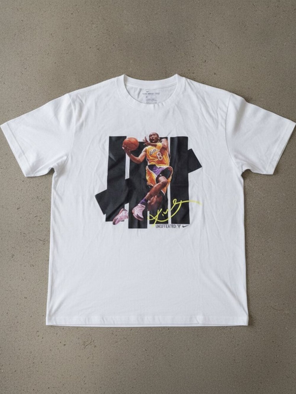Undefeated Nike Lakers #8 Basketball Action Graphic White T-Shirt